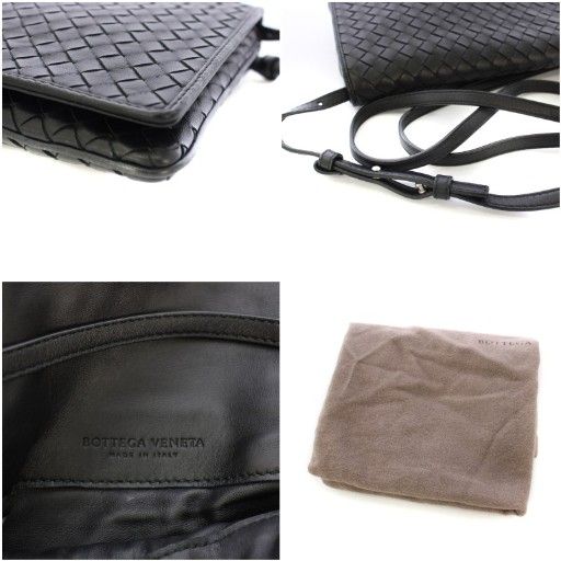 Bottega Veneta Intrecciato Shoulder Bag Leather Black B07814354y TK - OH