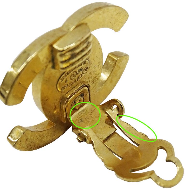 Chanel Earrings Ladies Brand Gold Coco Mark for Both Ears Large Logo Presence