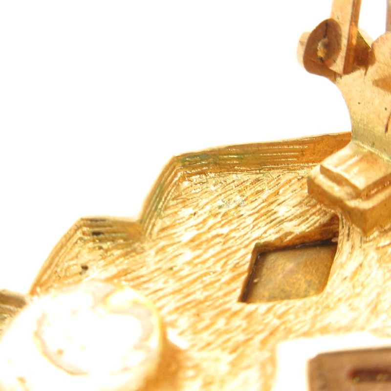 Christian DIOR Earrings Rhombic 3 Rings Rhinestone Gold Color Purple AE - GY47