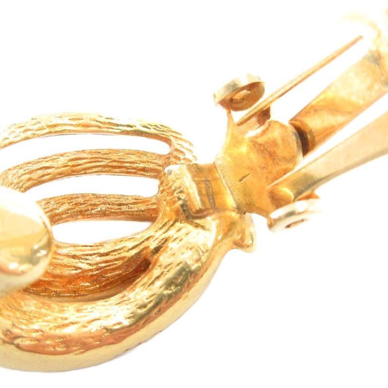 Christian DIOR Clip On Earring With Rhinestone Gold Color AE - GY47