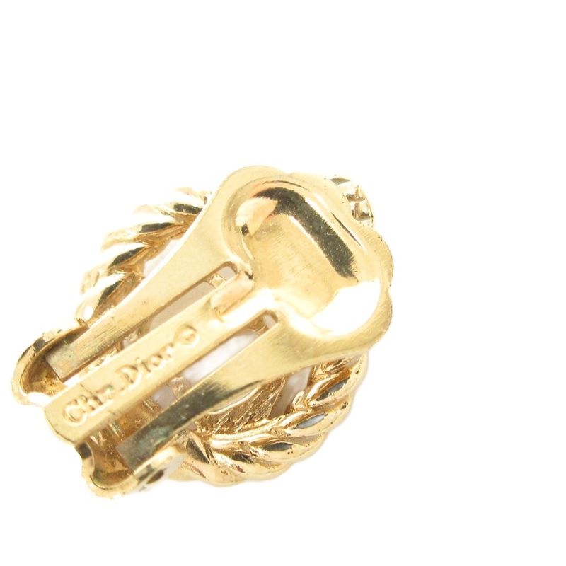 Christian DIOR Earring CD Logo Circle Gold Color AE - GY47