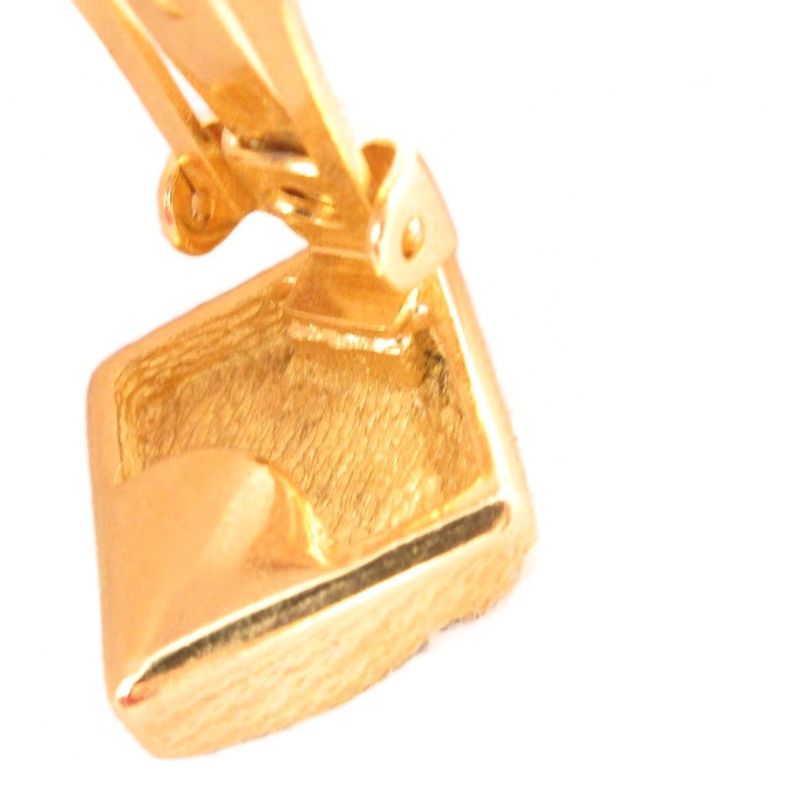 Christian DIOR Earring Rhombic Rhinestone Gold Color Blue AE - GY47