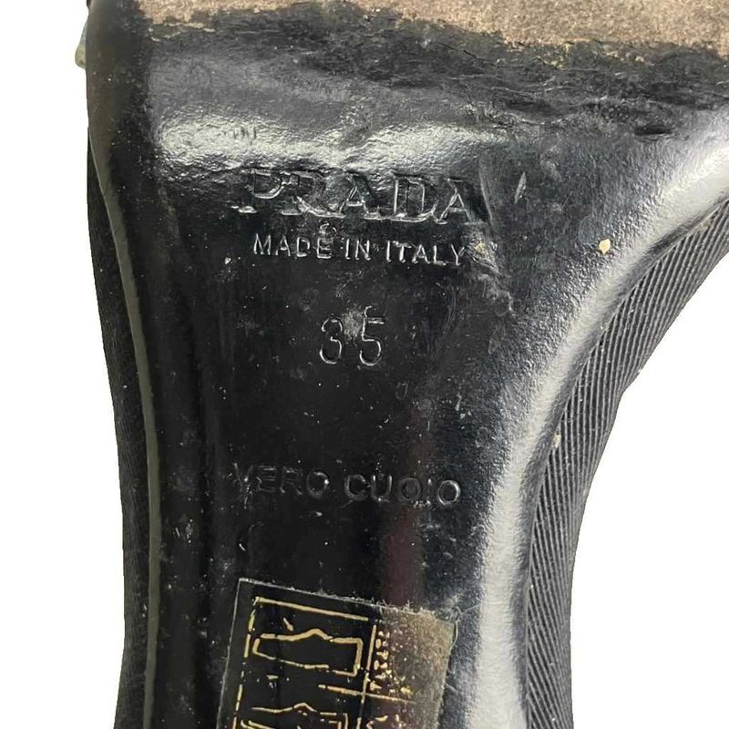 Prada Ribbon Strap Sandals Heels 35 22.5cm (8.86in) Black Women's