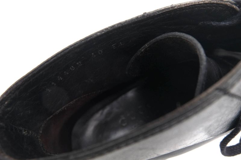 Gucci Work Boots Shoes Men Leather Genuine Black 114462 Lug Sole Mackay Method