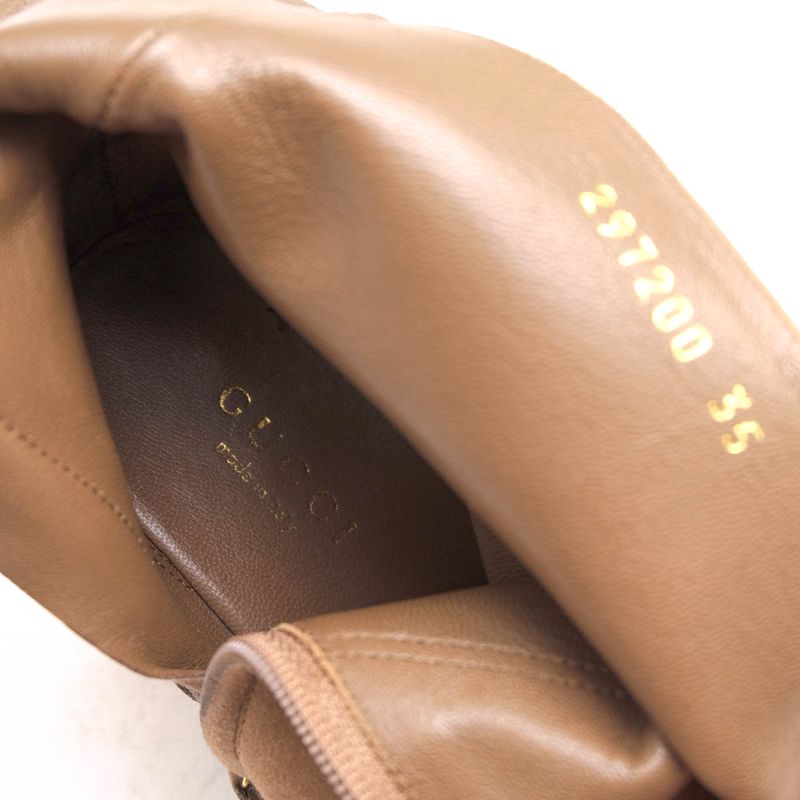 Gucci/Gucci Mid Length Boots Shoes Women Suede Leather Genuine Brown 297200