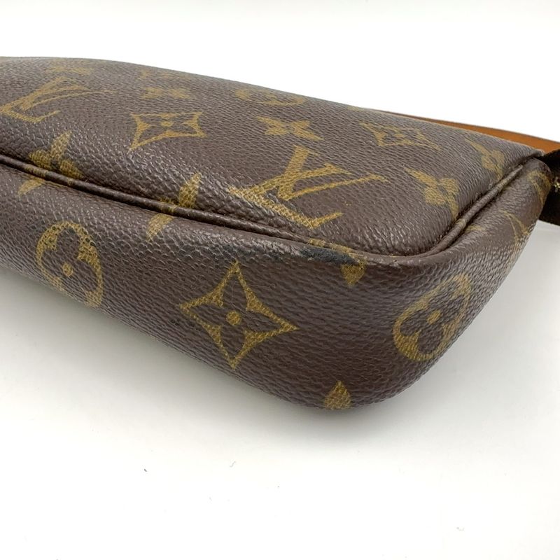 Louis Vuitton Pochette Accessoire Monogram Leather X PVC Brown Handbag Gold