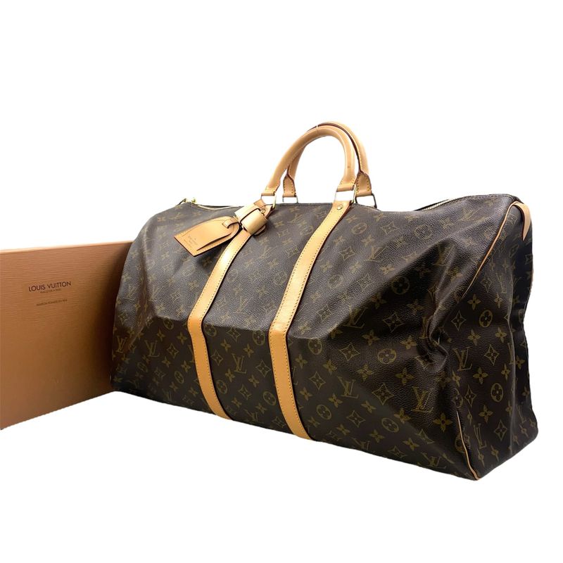 Louis Vuitton Keepall 55 Monogram Leather × PVC Brown Boston Bag Gold M41424
