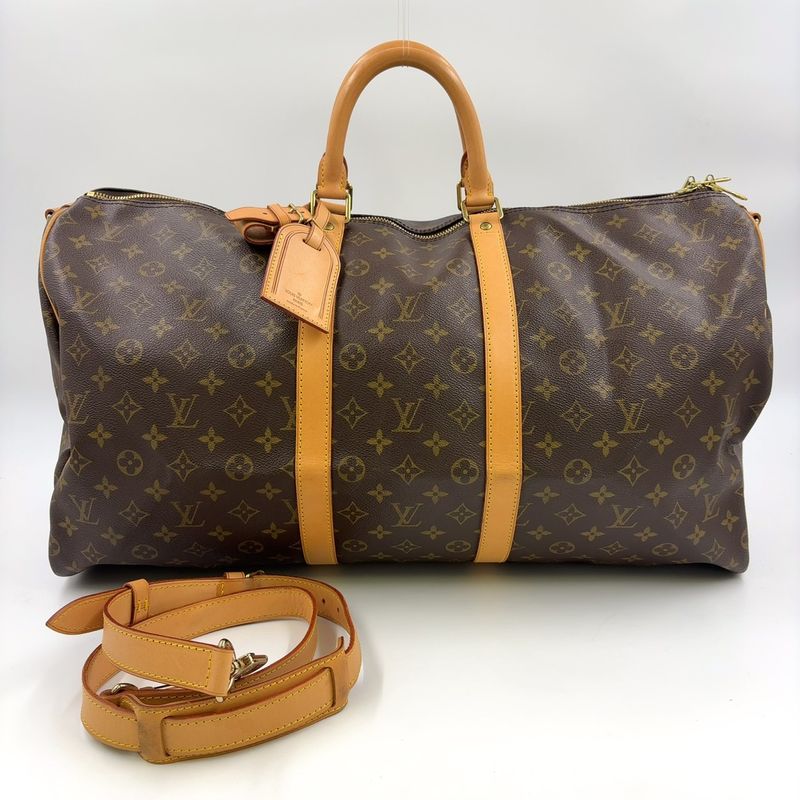 Louis Vuitton Keepall 55 Monogram Leather × PVC Brown Boston Bag Gold M41424