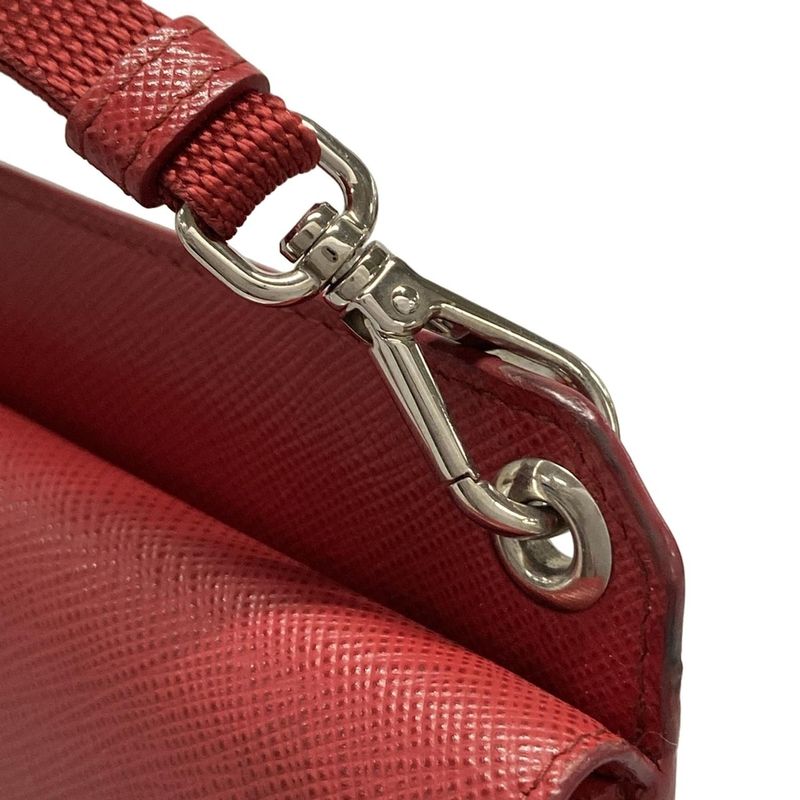 Prada Shoulder Bag - Red With Phone Pochette Passcase Compartment Leather