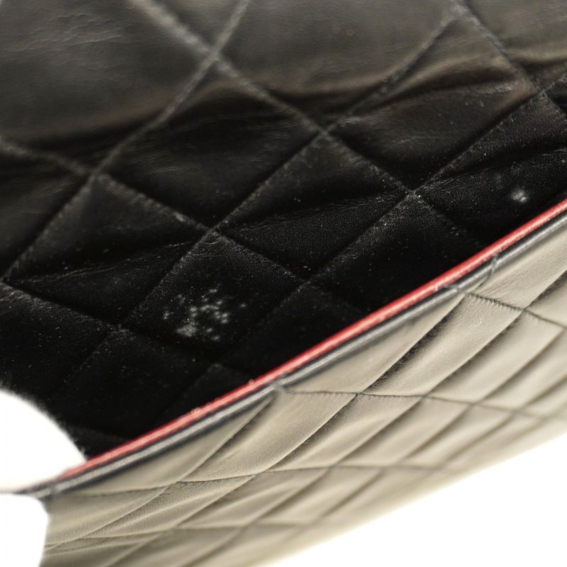 Chanel Shoulder Bag Deka Matelasse Lambskin Black Gold Hardware Women