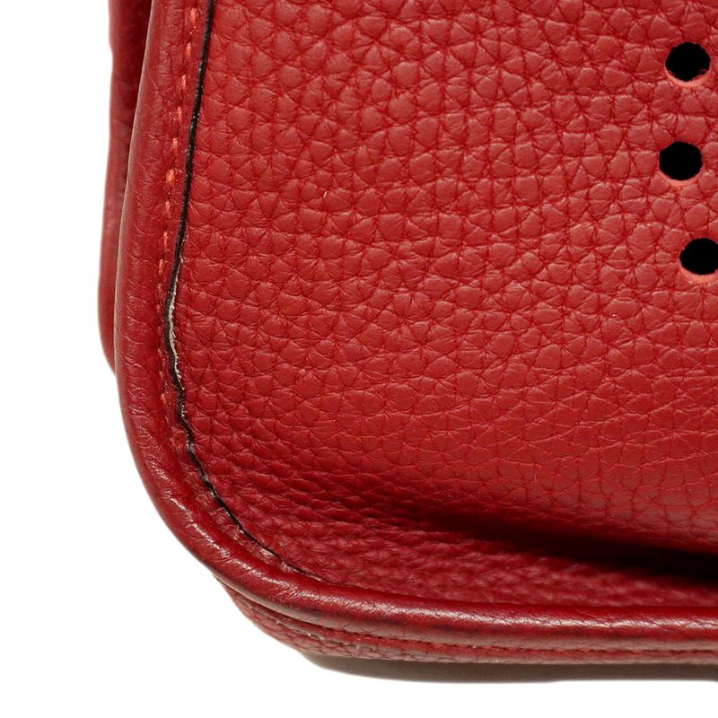 Hermes Shoulder Bag Evelyn 1PM Taurillon Clemence Rouge Vif Silver Hardware □H