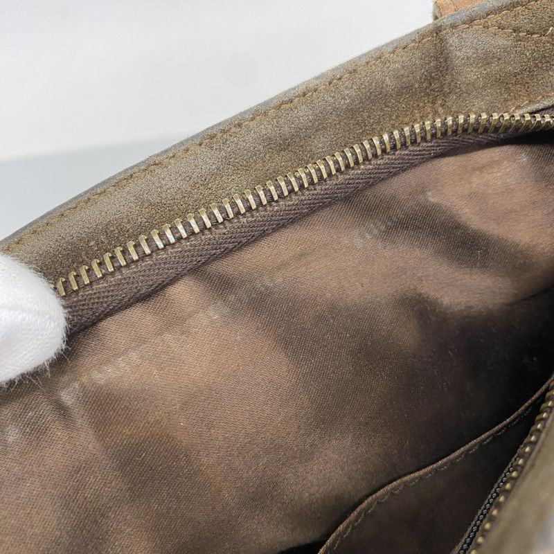 Chanel Shoulder Bag Suede Brown Gold Hardware Women