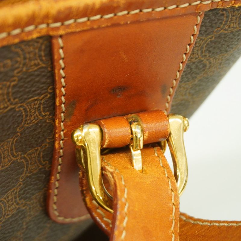 Celine Tote Bag Macadam PVC Brown Gold Hardware Women's