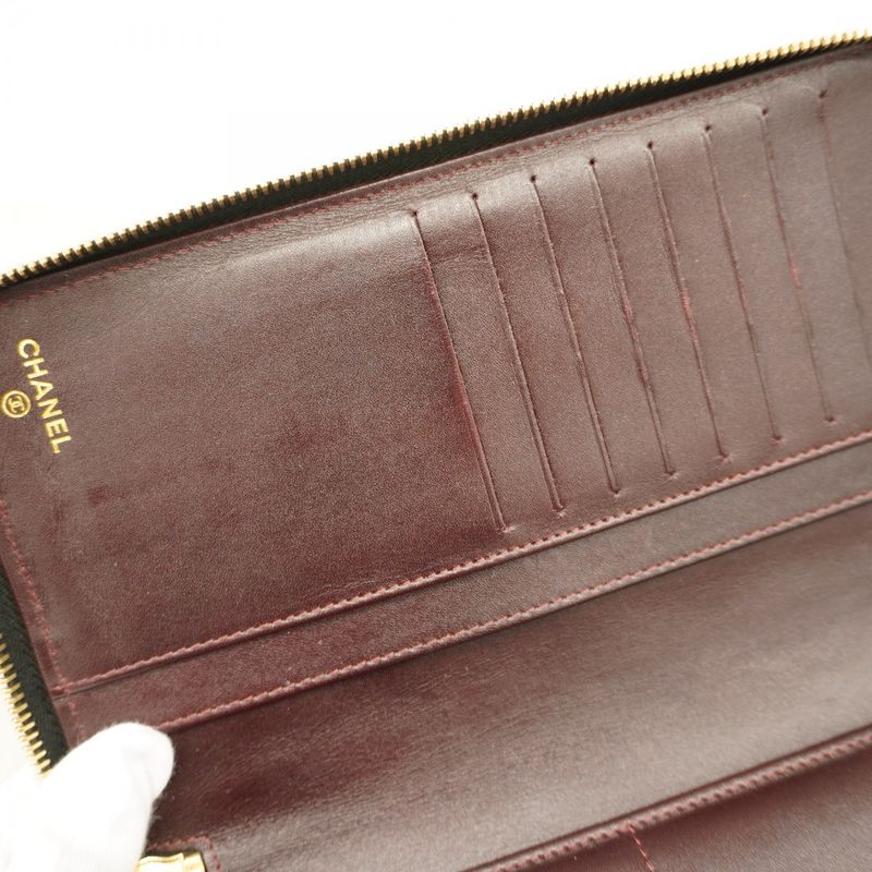 Chanel Long Wallet Matelasse Caviar Skin Black Gold Hardware Women