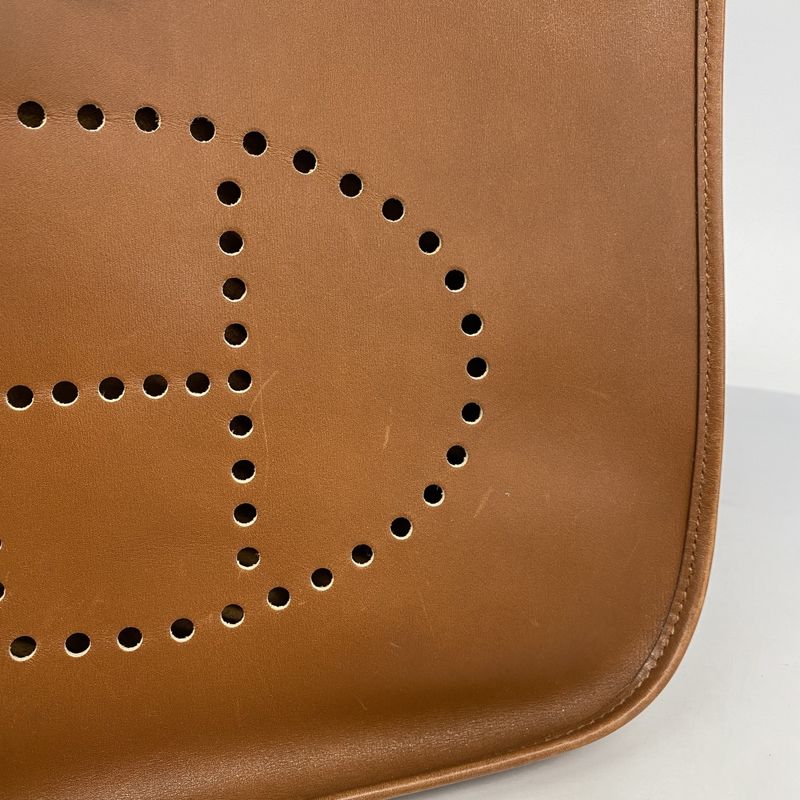 Hermes Shoulder Bag Evelyn 1 Box Calf Noisette Gold Hardware □F Engraved Ladies