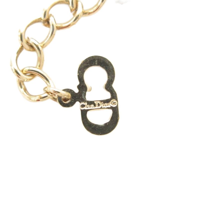Christian DIOR Necklace Pendant CD Logo Rhinestone Gold Color AE - GY47
