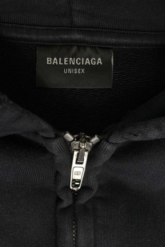 Balenciaga 803264 Trvu1 Damaged Painted Zip-up Hoodie Men's S