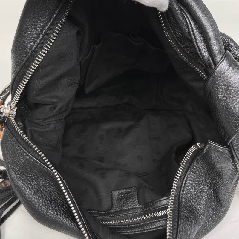 Gucci Bamboo Hobo Shoulder Bag Fringe Tassel Shoulder Bag Leather Black 232930