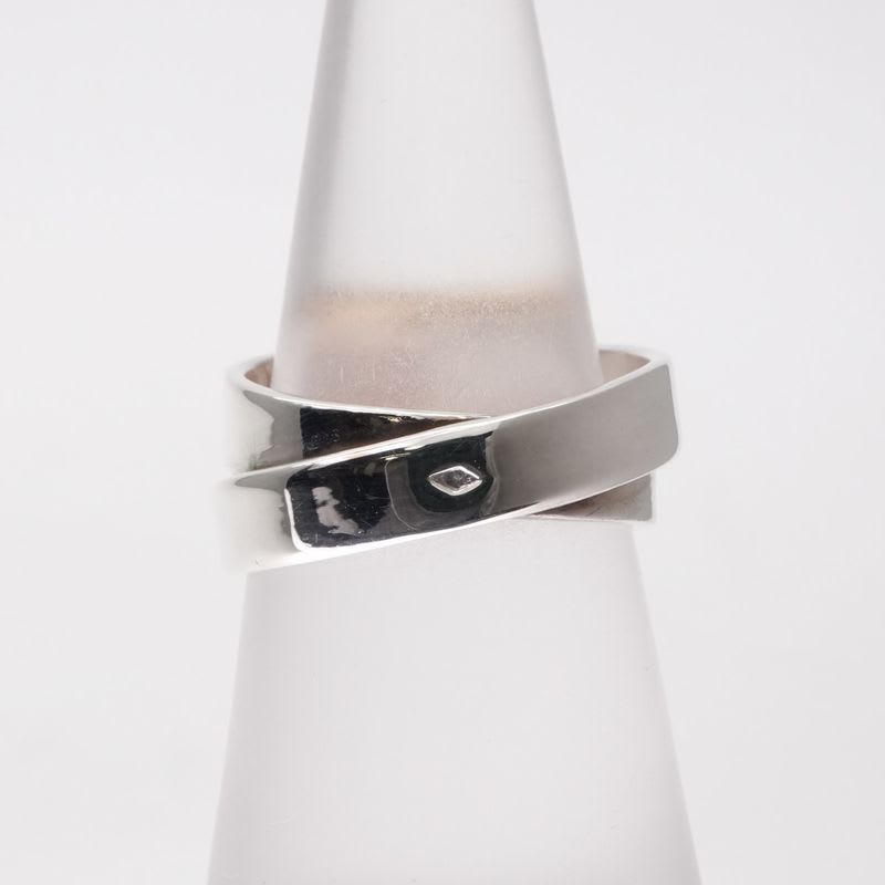 Hermes Double Tour Ring AU 750 AG 925 Silver Belt Combination Antique