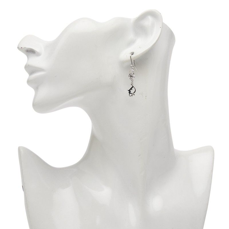 Dior CD Logo Rhinestone Silver Metal Ladies Dior