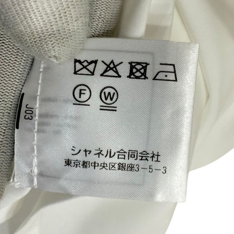 22b Chanel Velour Collar Long Sleeve Blouse Shirt Size 34 White Ladies Used