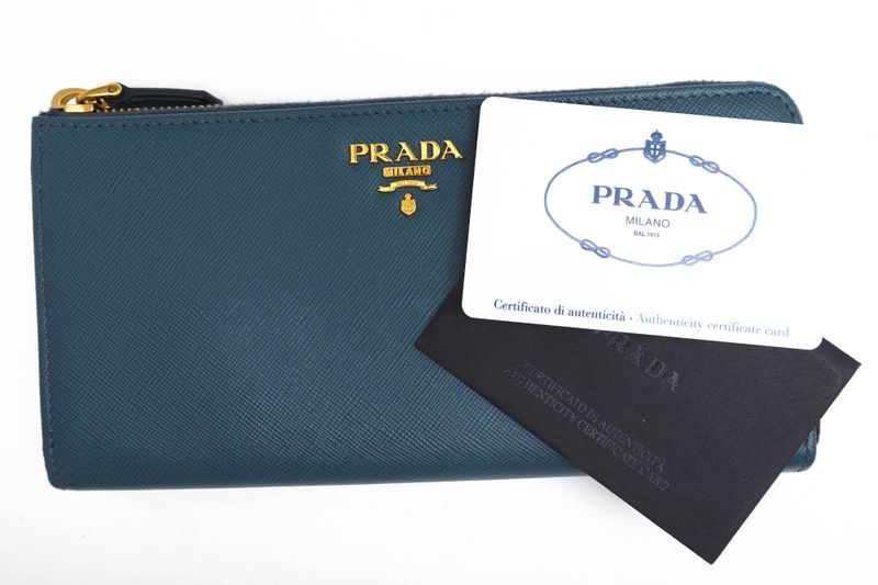 Prada Long Wallet Men Leather Genuine Leather Light Blue Light Blue 1m1183