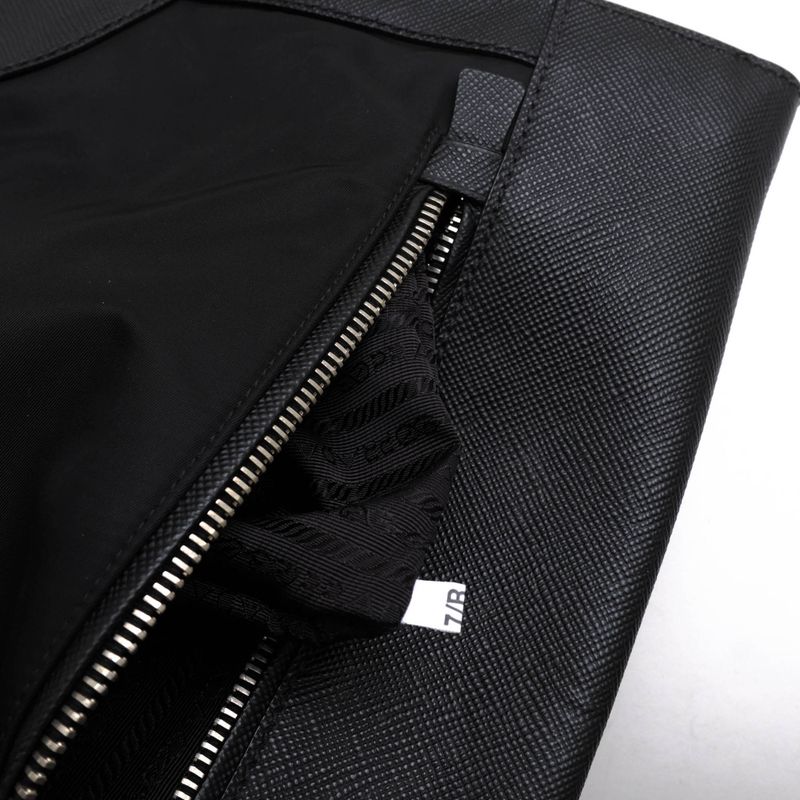 Prada Bag Second Bag Clutch Bag Men Bag Nylon Leather Genuine Leather Black
