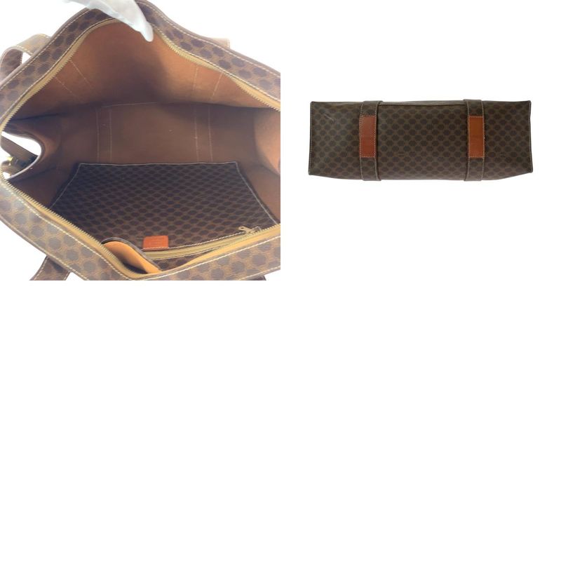 Celine Vintage Macadam Pattern Brown Gold Hardware PVC Mc96 Tote Bag Shoulder