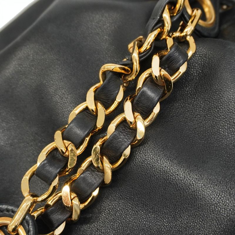 Chanel Shoulder Bag Triple Coco Lambskin Black Gold Hardware Women