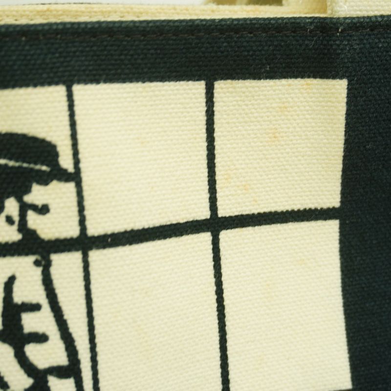 Chanel Tote Bag Window Canvas Black White Chien Pan Gold Hardware Women's