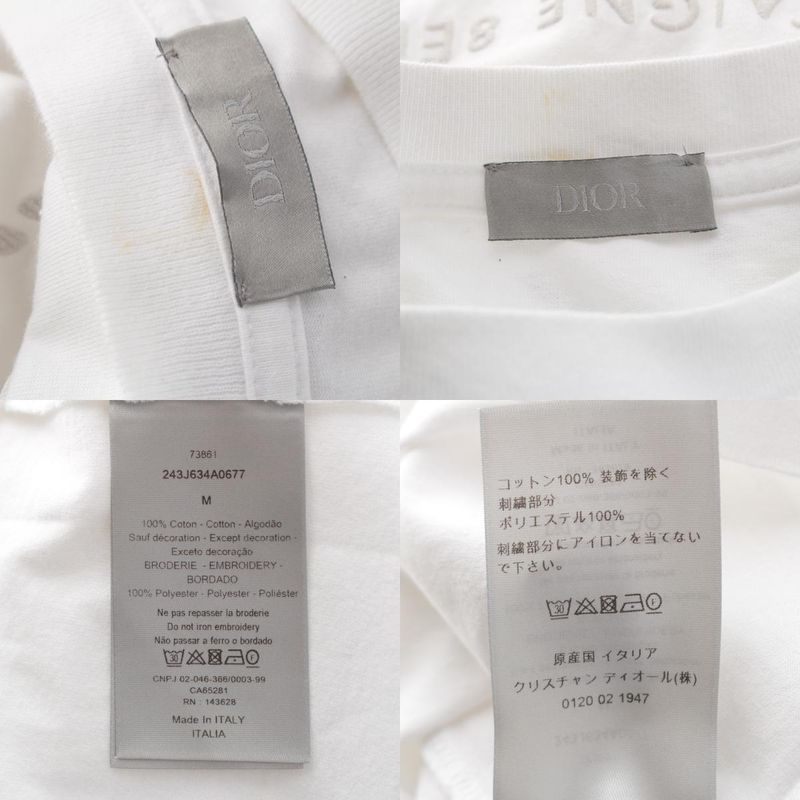Dior Cotton 1947 Logo Embroidery T-Shirt Cut and Sewn Short Sleeve Top 243j634a0