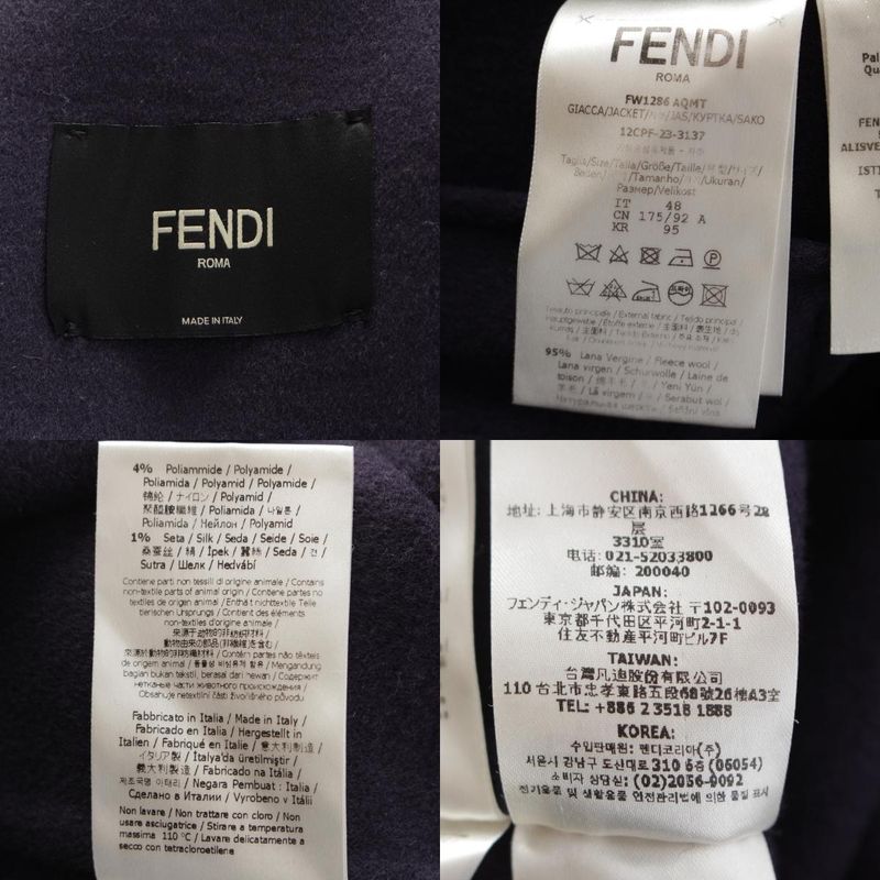 Fendi 23 Wool Ff Logo Jacket Blouson Outer 12cpf-23-3137 Gray 48