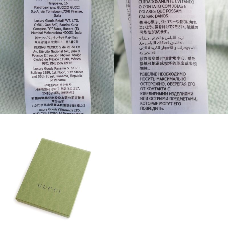 Gucci Cashmere Interlocking Embroidered Crewneck Cardigan Top 773865 Green L