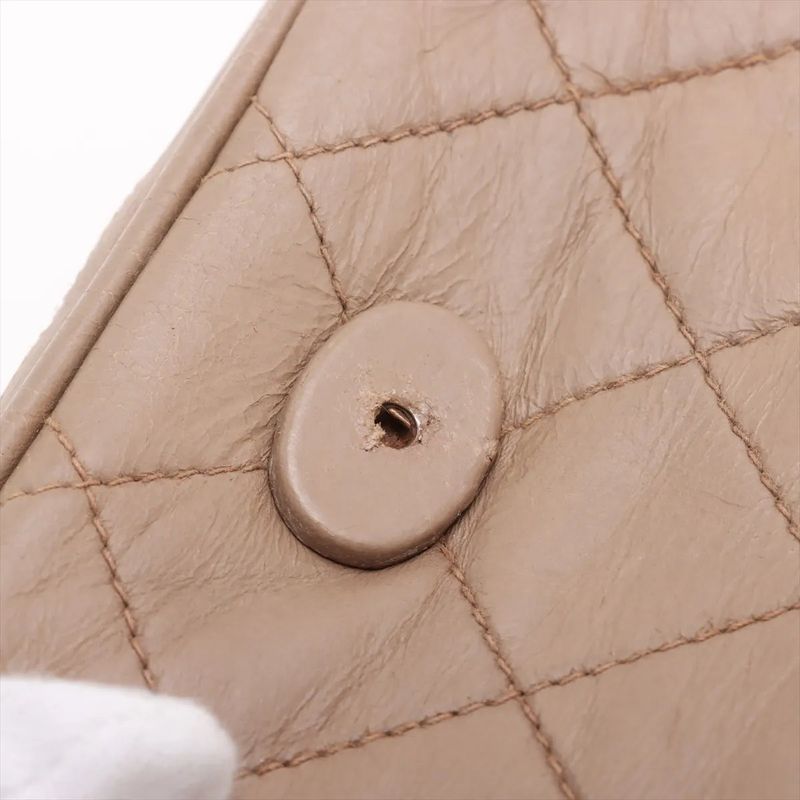 Chanel With Serial Seal Matelasse Lambskin Leather Tote Bag Shoulder Beige