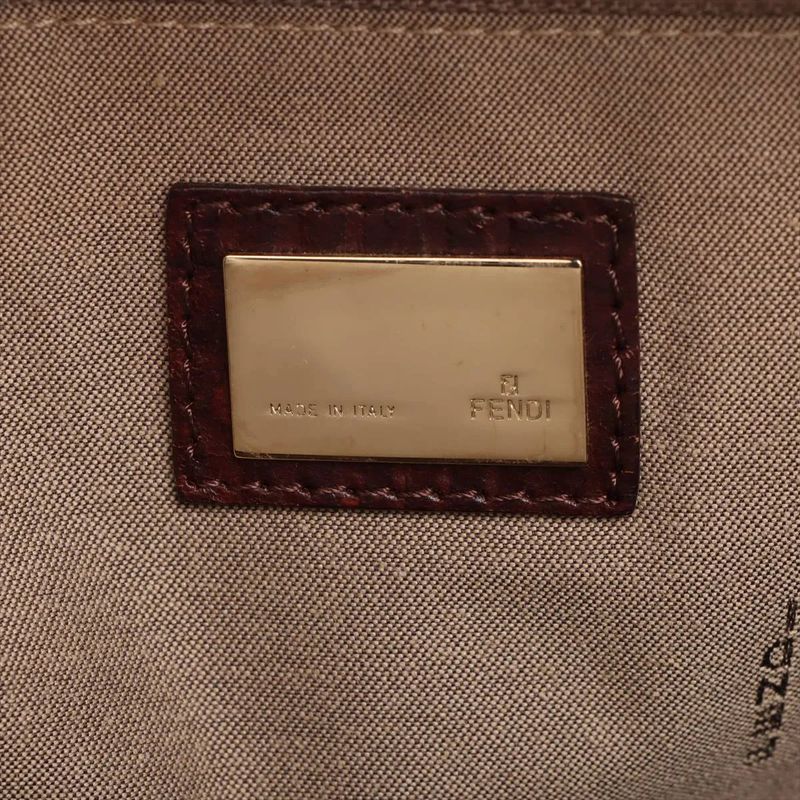 Fendi Zucchino Leather Tote Bag Shoulder Brown Women's EEE Db54-8