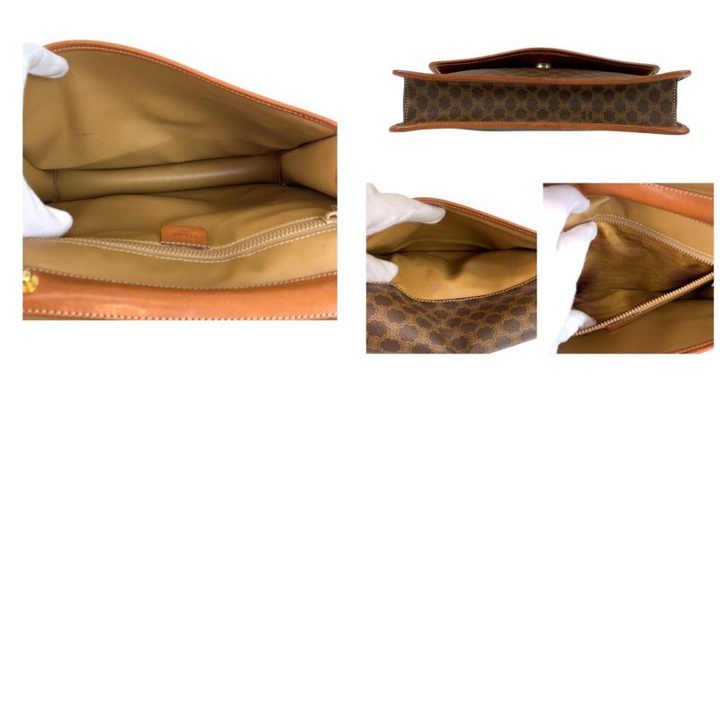 Celine Macadam Brown Gold Hardware PVC Leather M07 Clutch Bag Second Bag Men