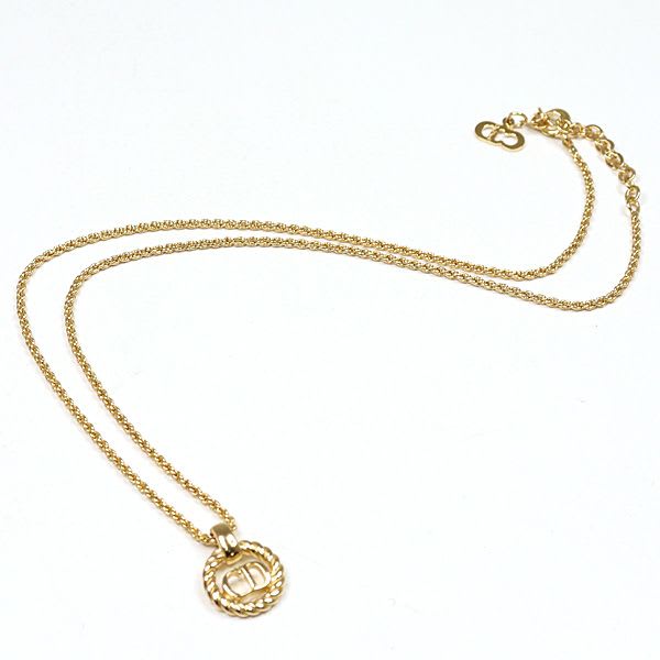 Dior Logo Necklace Gold Color 45.8 cm Rope Circle Costume Jewelry