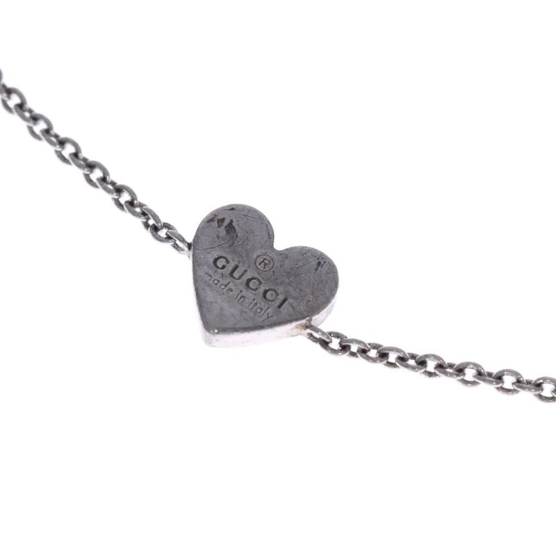 Gucci Heart Tag Stone Bracelet Silver Chain Sv925