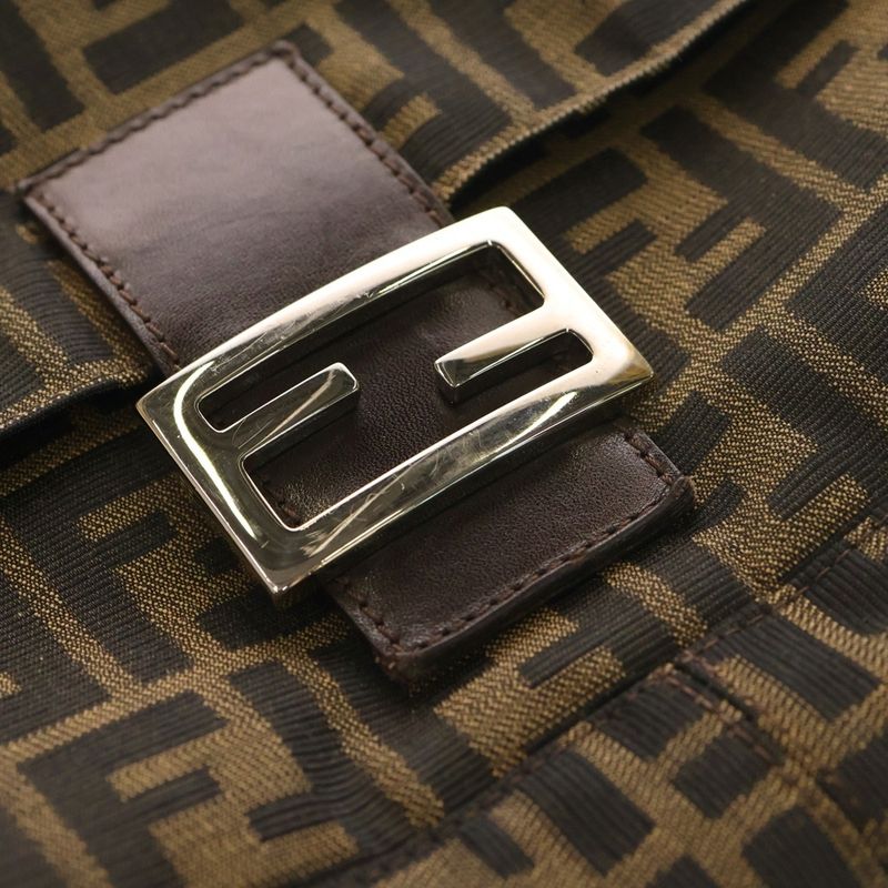 Fendi Zucca Mamma Bucket One Shoulder Bag Handbag Brown Canvas and Leather