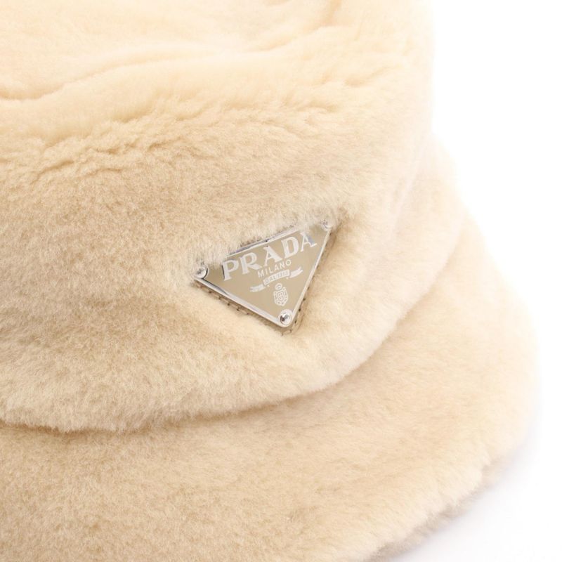 Prada Hat Triangle Logo 1hc137 Beige Other Hat Women Used a