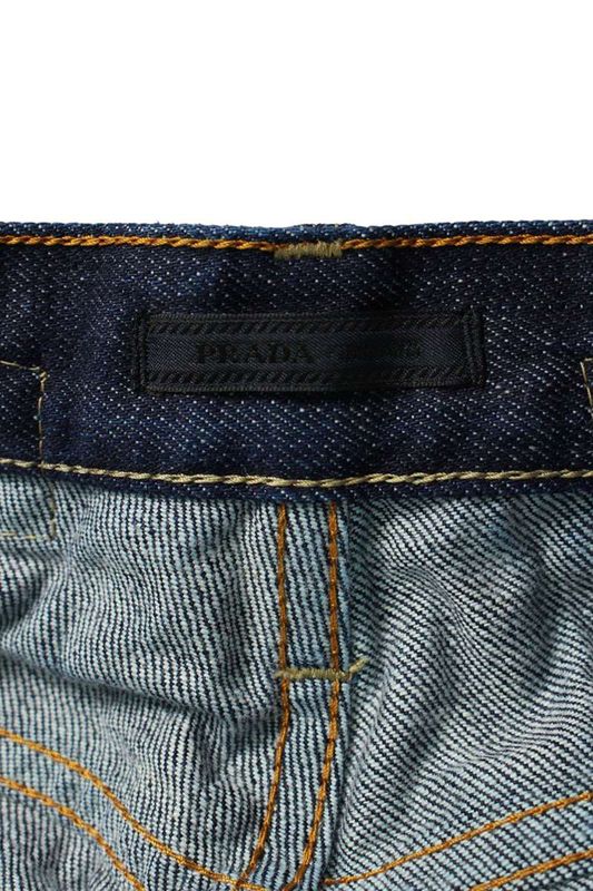 Prada Gep358 Triangle Logo Plate Denim Pants Men's 31