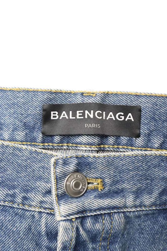Balenciaga 486225 Tsb06 Damaged Denim Pants Men's 32