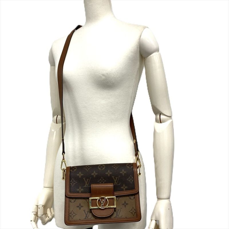 Louis Vuitton Dauphine Mini Shoulder Bag Monogram Canvas M44580 Brown Gold