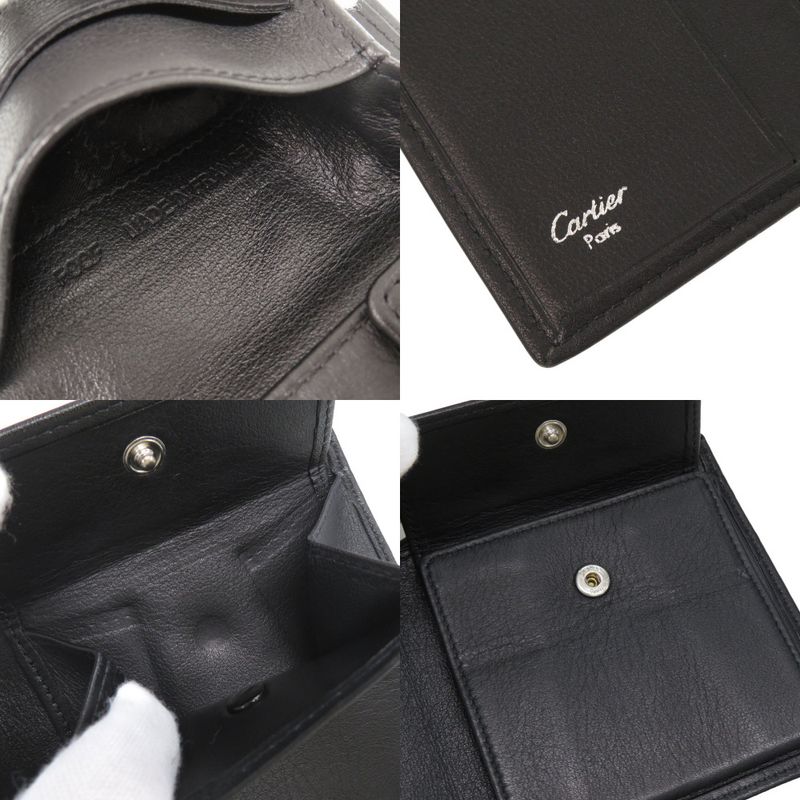 Cartier Leather Black Bifold Wallet Black 0606 Cartier