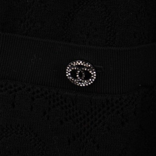 Chanel 20ss Knit Dress Knee Length 3/4 Length Sleeves Openwork 38 Black