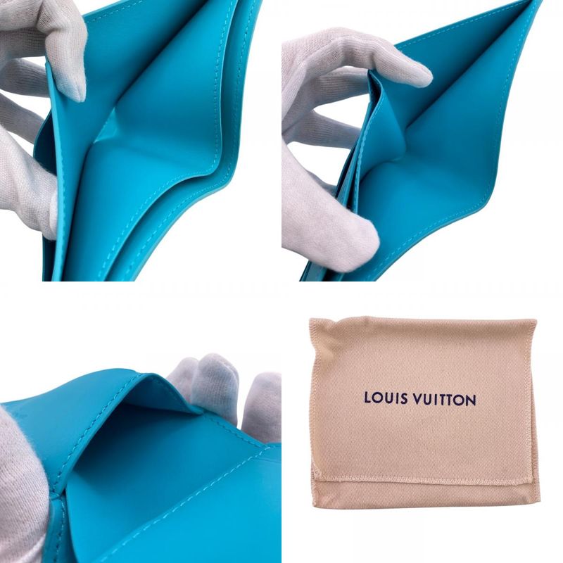 Louis Vuitton M11501 Portefeuille Multiple Folding Wallet Blue Ladies