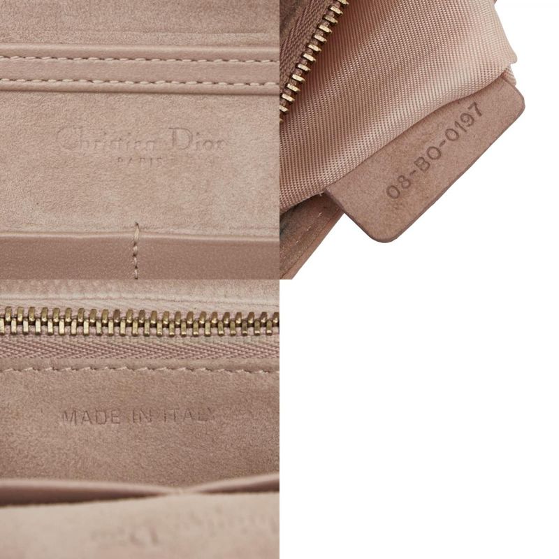 Dior Studs Dior Ama Crossbody Chain Wallet Shoulder Bag Pink Beige Leather