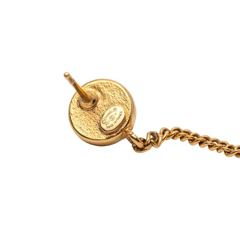 Chanel Coco Mark Perfume Bottle Perfume Motif Stud Earrings Gold Black Plated