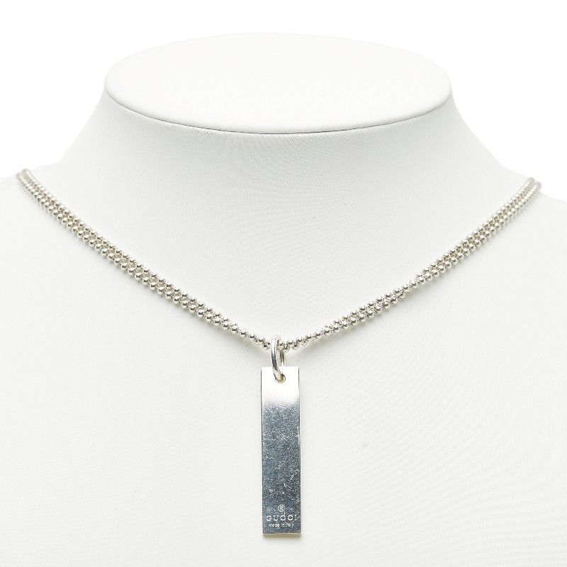 Gucci Plate Necklace Ball Chain Double Chain Sv925 Silver Ladies Gucci