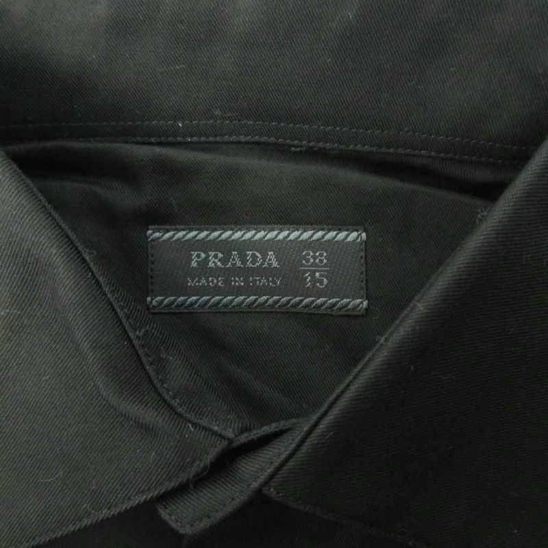 Prada Excellent Condition Vintage Dress Shirt None Fabric Long Sleeves 38 Black